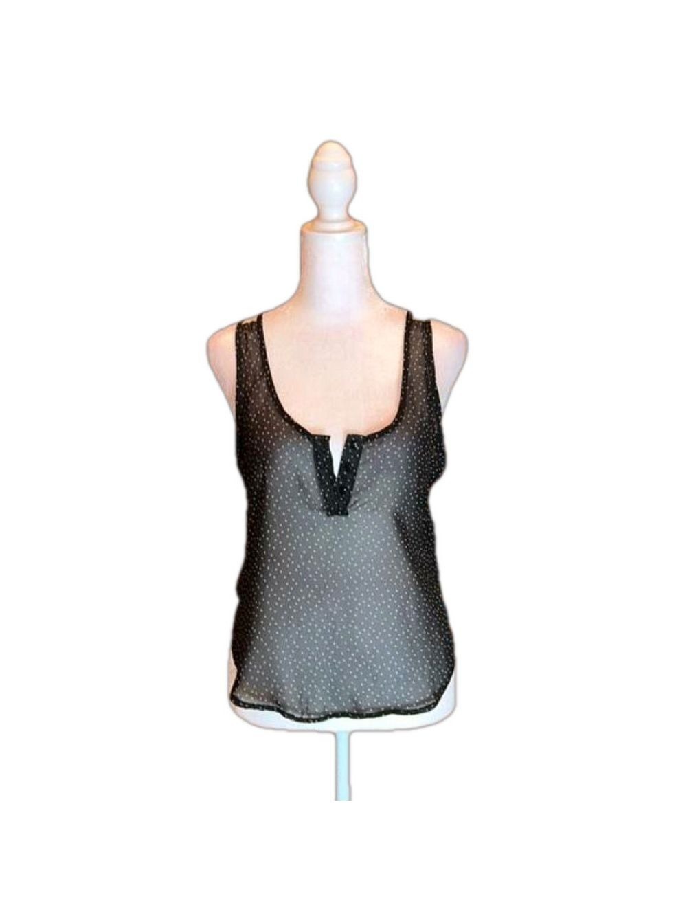 ANTHROPOLOGIE’S “Potter’s Pot” Black & Cream Sheer & Lace Tank Top Size S